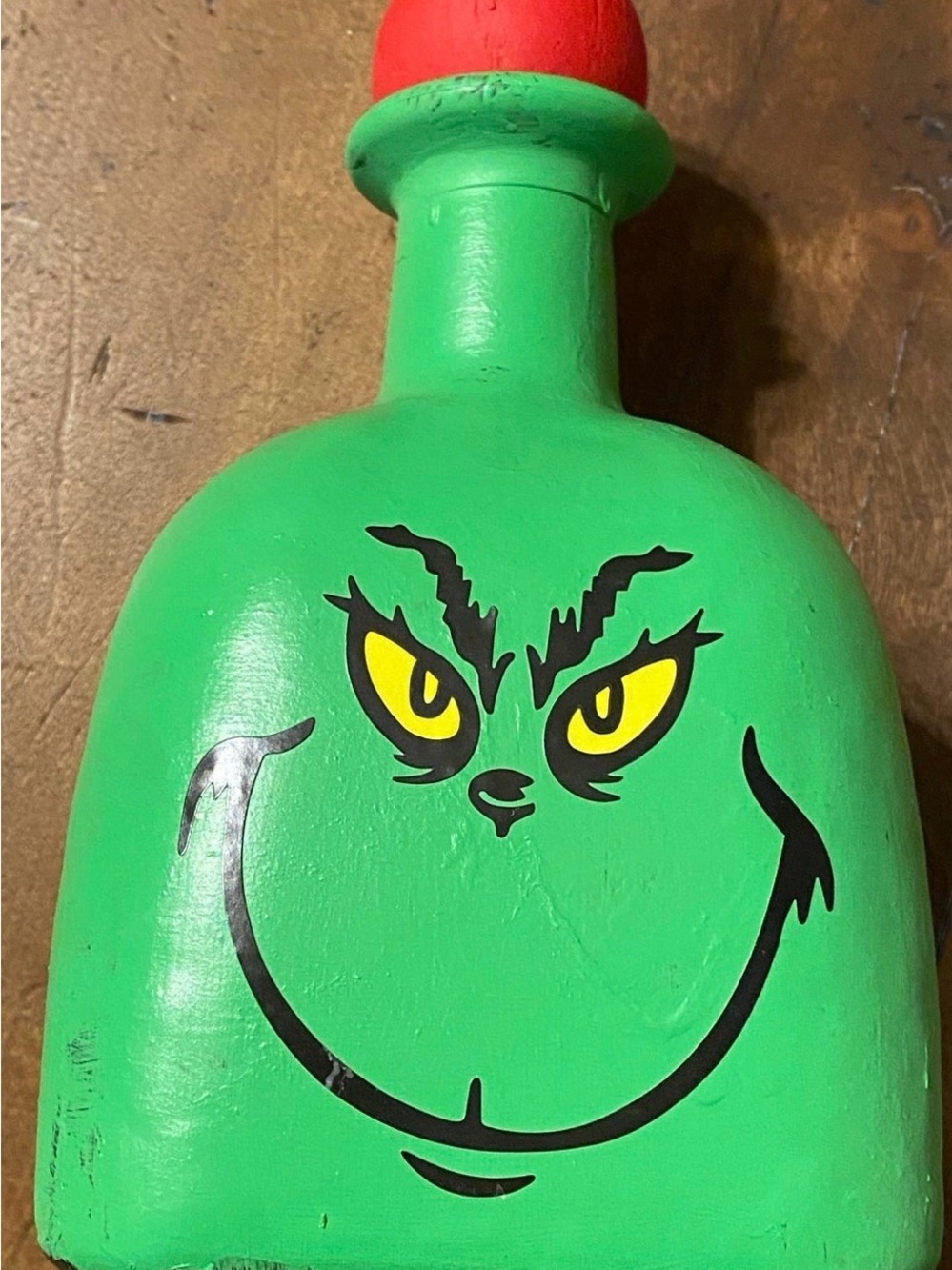 Green Grinch Decorative Bottle - Holiday Accent